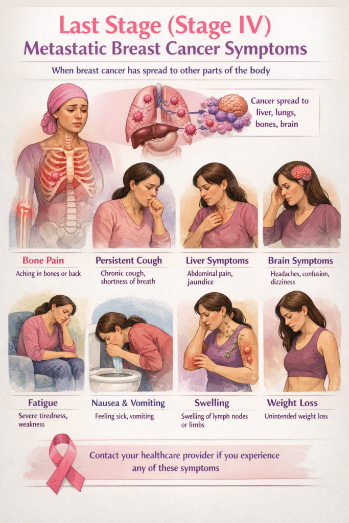 end stage metastatic breast cancer symptoms